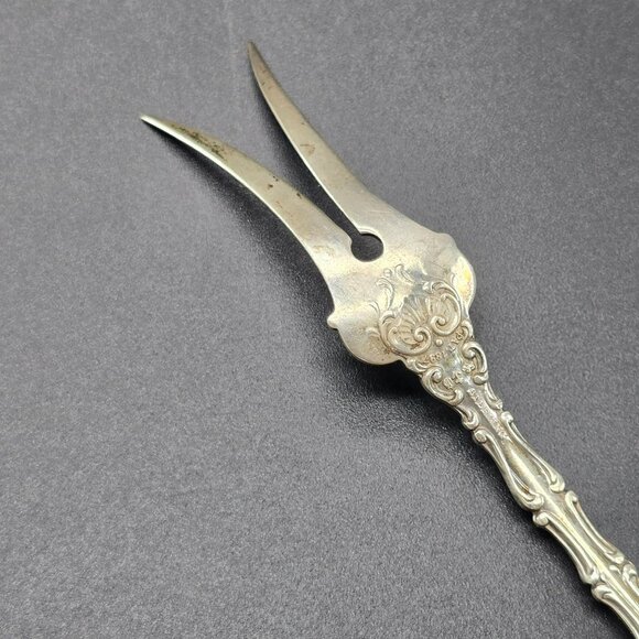 Antique Whiting Fork Sterling Silver Ornate Olive Pickle Seafood Oyster S CT36E - Picture 9 of 11